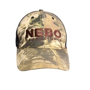 Nebo Flashlights Camo Trucker Hat Mesh Snapback Cap Camouflage Brown Logo